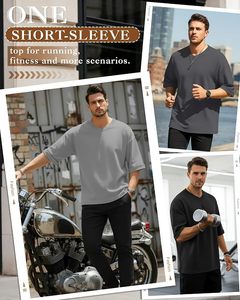 เสื้อยืดโอเวอร์ไซส์ผ้าฝ้ายแท้ 100% น้ำหนัก 220 กรัม พิมพ์ลายตามสั่งที่ไหล่ สไตล์ฮิปฮอป ไซส์ใหญ่พิเศษ ผ้าฝ้ายแท้ 100% ทรงบ็อกซี่ สำหรับผู้ชาย - Product Image 3