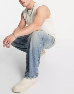 Men's Women's <b>Light</b> Multiple Color Loose Fit Denim Jeans Casual Washed Wide Leg Style Summer Wear Denim Jacket Pant Baggy Styles - Product Image 2