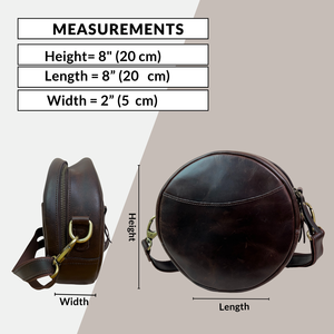 Sac bandoulière circulaire en cuir véritable pour femme – Petit sac à bandoulière rond, sangle réglable - Product Image 6