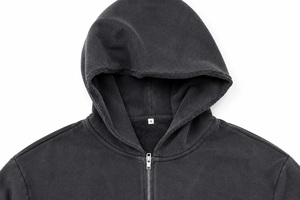 Sweat à capuche zippé vintage personnalisé, délavé et vieilli, épais, coupe oversize, 100% coton, style streetwear, OEM - Product Image 4