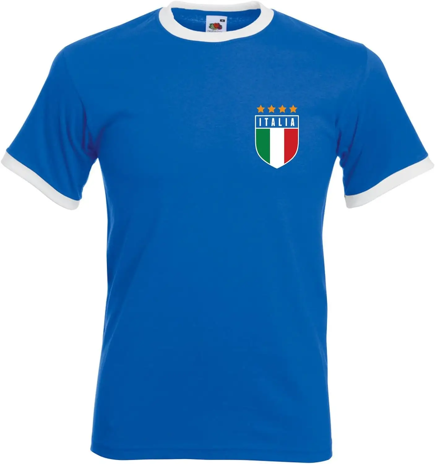 Aangepaste Groothandel Italië Voetbal Koningsblauw Ringer Volwassenen T Shirt Wereldbeker Italia Italiaanse Gli Azzurri Fan