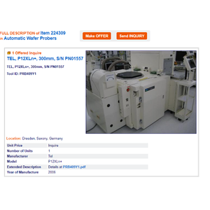 Machine de sondage de wafers TEL P-12XLn+ - Équipement et pièces semi-conductrices de renommée mondiale - Product Image 3