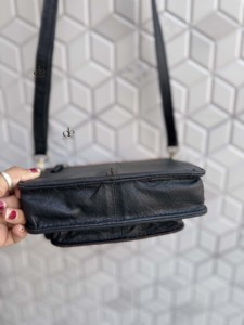 Hand Tooled Carving Leather Sling Bag <b>Small</b> Size Checkered Pattern Cross Body Handbag For Women Daily Use Shoulder Strap - Product Image 2