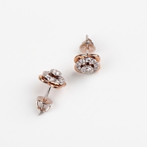 Wholesale 14K Solid Rose Gold 0.53CT Natural Diamond Layered Rose Flower <b>Screw</b> Back Stud Earrings Fine Jewelry Memoria Jewels - Product Image 1