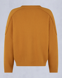 Suéter de Punto para Hombre, Cuello Redondo, Color Amarillo Mostaza, Corte Holgado, Diseño con Bolsillo, Manga Regular, para Otoño - Product Image 5