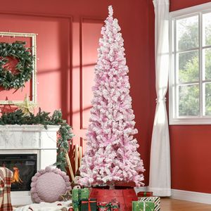 Albero di Natale Artificiale Rosa in PE, a Forma di Pino Realistico, Sottile, Effetto Neve, Non Illuminato, Alto 2,3 m, per Atmosfera Calda - Product Image 2