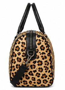 Sac de sport en cuir véritable imprimé léopard avec fermeture éclair, sac de voyage de luxe, sac de week-end, bagage de nuit, sac de sport, fournisseur en gros - Product Image 2
