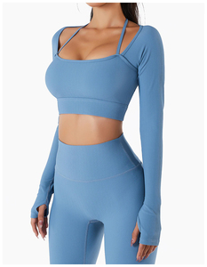 Conjunto de Yoga de Cintura Alta para Mujer, Diseño Nuevo, con Patrón Liso y Logotipo Frontal, Material Poliéster/Algodón, Venta al Por Mayor, Hecho a Medida - Product Image 4