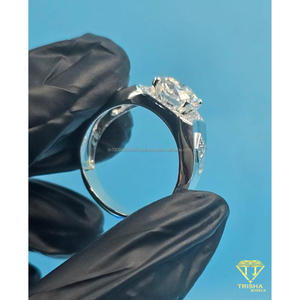 Bague ronde en argent sterling 925 avec diamant Moissanite, finition glacée, bijou de déclaration pour les acheteurs en gros - Product Image 6