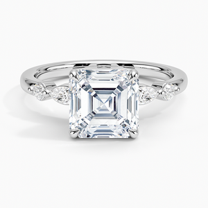 BOJ <b>Ring</b> 0147 Asscher Cut 925 <b>Silver</b> Marquise and Round Prong Setting <b>Solitaire</b> Diamond <b>Ring</b> 2ct D Color VVS1 Moissanite GRA - Product Image 1
