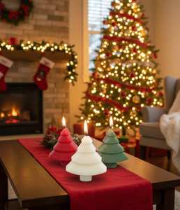 Bougie pilier en forme de sapin de Noël 3D |   Fait main, kawaii, parfumé |   pour Noël, Thanksgiving, le Ramadan, la décoration et les occasions festives - Product Image 2