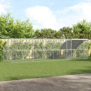 Cage à poulets argentée, ensemble de 4 pièces, 314,96 x 78,74 x 78,74 pouces, cages pour animaux - Product Image 1