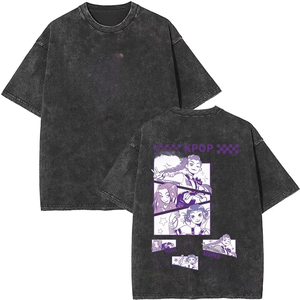 Camiseta de hombre de nuevo diseño personalizado con lavado ácido y pedrería, de algodón de alto gramaje, corte oversize y holgado, cuello redondo, estilo streetwear con diseño frontal - Product Image 5