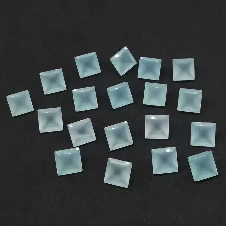 9mm Natural Aqua Chalcedony Faceted Square Loose Gemstone in Bulk From Wholesaler At Factory Price Buy Online Dealer Supplier