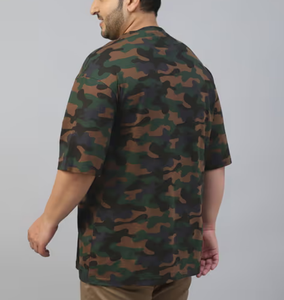 เสื้อยืดผู้ชายลายพรางทรงโอเวอร์ไซส์ ผ้าถักระบายอากาศได้ดี 100% ผ้าฝ้าย รับสกรีนโลโก้ ผ้าหนา 240 GSM แห้งเร็ว เหมาะสำหรับใส่หน้าร้อน - Product Image 3