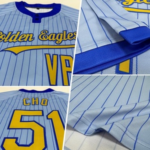 เสื้อซอฟต์บอลแบบซับลิเมชั่นลายทางปรับแต่งได้ เสื้อเบสบอลซับลิเมชั่นแบบสองกระดุมสั่งทำพิเศษ เสื้อแข่งขัน - Product Image 4