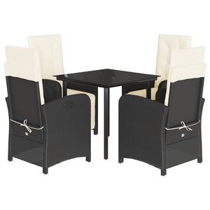Black Pe <b>Rattan</b> Garden <b>Dining</b> <b>Set</b> 31.5 X 31.5 X 29.1 In <b>4</b> <b>Seater</b> Outdoor Furniture Contemporary Style Weather Resistant - Product Image 4