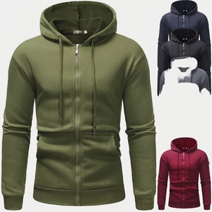 Vente en gros de sweat-shirts à capuche zippés en polaire pour hommes, épais, chauds, à manches longues, style streetwear décontracté - Product Image 6