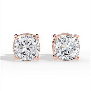 Pendientes de Diamante Cultivado en Laboratorio con Corte Radiante de 7.50mm, Certificados, para Mujer, Oro de 10K, Joyería Fina de Lujo, Venta al Por Mayor - Product Image 1