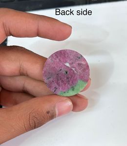 A K Gems pink and Green Ruby Zoisite Watch Dial 28.5 mm One Sided Polished <b>Face</b> 0.7mm Thick Center Hole 2 mm Model GMC-257 - Product Image 4