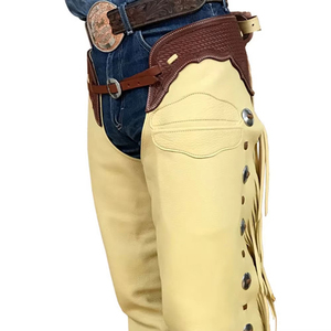 Meilleures ventes : Chaps d'équitation en cuir véritable pour homme, couleur unie, respirants, tricotés, haute qualité, pour l'hiver, en promotion - Product Image 2