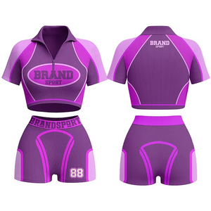 LAWD SPORT Women's Cropped Sport Shirt With Shorts Set Sublimation Print Quick Dry Summer Fitness Wear Adult <b>Size</b> - Product Image 2