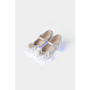 Zapatos de Vestir LED Coreanos OZKIZ para Niñas, Zapatos Planos Mary Jane con Flores y Brillantina para Niñas de 2 a 6 Años, Moda Infantil al por Mayor - Product Image 1