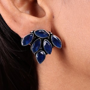 ต่างหูเงินแท้ชุบออกซิไดซ์ประดับหินสีน้ำเงินสำหรับคู่รัก |   เครื่องประดับโบโฮทำมือสุดฮิต |   แฟชั่นขายส่ง - Product Image 1