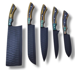 Ensemble de couteaux de chef en acier inoxydable Nordic Forge, cinq pièces, manches en bois Pakka, fabrication artisanale OEM personnalisée, ensemble de couteaux de cuisine avec sac de transport - Product Image 5