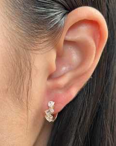 Multi Shape Lab Grown Diamond <b>Hoop</b> <b>Earrings</b> 10K 14K <b>Solid</b> Gold Oval Emerald Pear Cuts Minimalist Luxury Everyday Classic Jewelry - Product Image 4