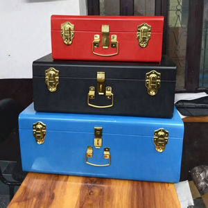 Coffre de rangement décoratif en métal Coffre de rangement avec couvercle Boîte de rangement pour jouets en métal Coffre de rangement pour table basse Coffre de rangement pour le bout du lit - Product Image 1