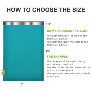 Bolsa de correo acolchada de plástico con burbujas de polietileno verde azulado impermeable para supermercado y uso de promoción - Product Image 5