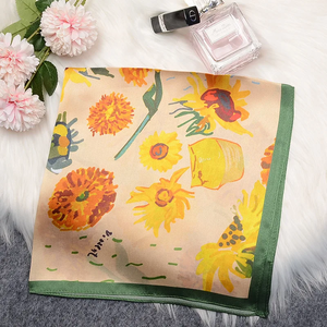 Floral and Paisley Silk Scarves for Women Artistic Print Satin Square Scarf Versatile Accessory as Tie Neckerchief - Product Image 4