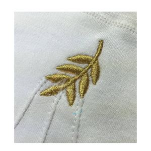Gants en coton blancs avec broderie feuille d'or, longueur poignet, usage quotidien décontracté, style uni printemps automne - Product Image 3