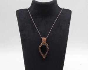 Natural <b>Black</b> Spinel Necklace Copper Wire <b>Wrapped</b> Pendant | Handmade Gemstone Jewelry - Product Image 2