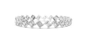 Bracelet tennis de luxe en or blanc 18 carats avec diamant de laboratoire taille émeraude de 13,7 carats, plaqué rhodium, pour femme, idéal pour mariage et fiançailles - Product Image 4