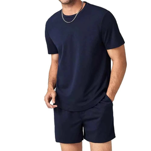 Conjunto de chándal de verano de 2 piezas para hombre, personalizado, vintage, de punto, ecológico, de talla grande, con camisetas - Product Image 5