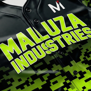 Maillot de baseball personnalisé en gros, camouflage numérique vert néon noir, uniforme d'équipe MALUZA INDUSTRIES - Product Image 5