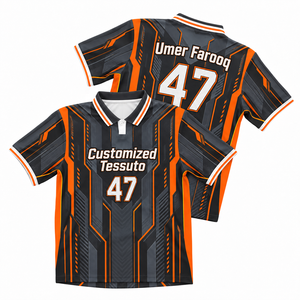 Maillot de football polo personnalisé pour homme TESSUTO, imprimé numérique, orange, imprimé technique, t-shirt de sport d'été, tenue d'entraînement de football - Product Image 1