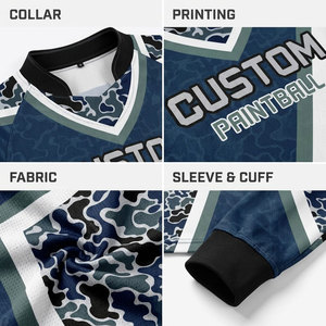 เสื้อเพนท์บอลชายแบบสั่งทำพิเศษ แขนยาว คอวี ลายพราง ชุดทีมกีฬา - Product Image 6
