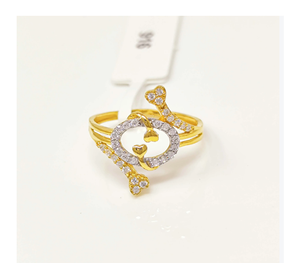 Anillo de Oro Sólido de 22K de Lujo para Mujer, Elegante Diseño de Corazón con Circonita Cúbica en Dos Tonos de Oro, Joyería de Oro 916 Real, Regalo de Aniversario - Product Image 2