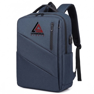 LUXIMORIAL SPORTS Mochila Oxford azul para ordenador portátil, resistente al agua, para negocios y escuela, con puerto USB - Product Image 5