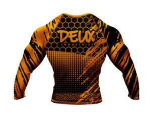 Haut de sport MMA pour homme à manches longues, noir et orange, imprimé dragon par sublimation, en spandex et polyester, séchage rapide - Product Image 2
