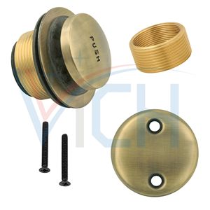 Oil Rubbed Bronze Push Down Pop-up <b>Drain</b> Stopper 3 Inch Threaded Anti-Corrosion Modern Style Bathroom Sink <b>Drain</b> <b>Cover</b> - Product Image 3