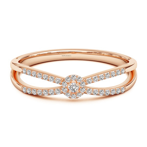 Anillo de Boda de Doble Hilera con Diamantes Cultivados en Laboratorio de Corte Redondo y Detalle Milgrain en Oro de 10K, 14K, 18K y Plata 925, 935 - Product Image 3