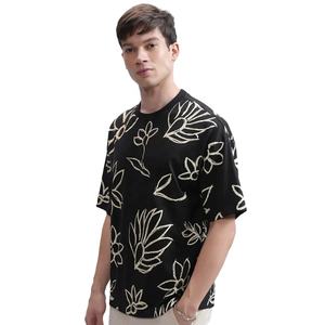 เสื้อยืดผู้ชายแบบสั่งทำ สีดำและสีขาวล้วน พิมพ์ลายดิจิทัลขนาดใหญ่ ลายเรียบ ผ้าฝ้ายฟลีซ 100% เป็นมิตรกับสิ่งแวดล้อม สไตล์ลำลอง - Product Image 2