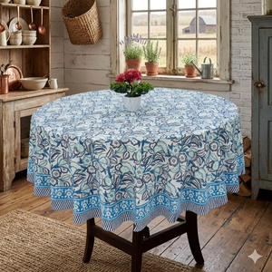Handblock Printed Cotton <b>Table</b> <b>Cover</b> Crafted In Fine 40s Cambric Fabric Soft Breathable Durable And Washable For Long Lasting Us - Product Image 1