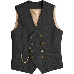 Chaleco de Tweed Cruzado Personalizado para Hombre, Chaleco Premium con Diseño Espigado, Chaleco de Traje Clásico para Bodas y Eventos Formales - Product Image 1