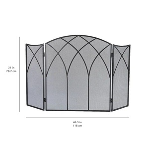 Protector de Chimenea Metálico con Diseño de Arco Catedral, Paneles de Malla Plegables, Protector de Chispas, Protector de Hogar Independiente, Pantalla de Hierro - Product Image 3
