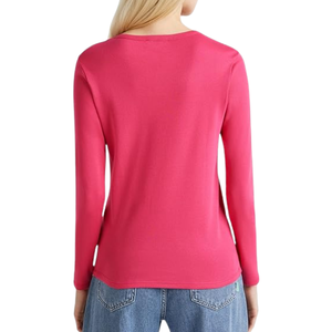 Hot Selling Trendy Crew Neck Long Sleeve Casual Women's <b>T</b>-<b>shirts</b> 100% Cotton Eco-Friendly Plain Dyed Knitted Solid <b>Batwing</b> - Product Image 2